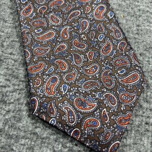Vintage Briar Pride of‎ England Brown Paisley Preppy Neck Tie Rhodia